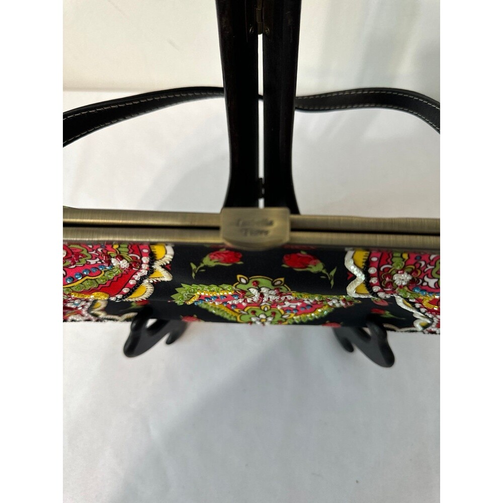 ISABELLA FIORE BEADED EMBELLISHED GEMSTONES FLORAL Handbag new - Picture 3 of 7